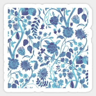 Chinese Denim Blue Floral Pattern - Hong Kong Summer Flowers Sticker